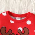 Natal Criança Menina Estampado animal Pullover Sweatshirt Vermelho image 4