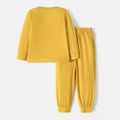 2pcs Toddler Boy Basic Solid Color Long-sleeve Tee and Pants Pajamas Sleepwear Set Yellow image 3