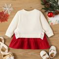 Baby Girl Letter Print Long-sleeve Faux-two Ruffle Dress Red image 2
