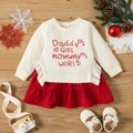 Baby Girl Letter Print Long-sleeve Faux-two Ruffle Dress Red image 1