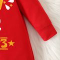 New Year Baby Boy/Girl Letter & Number Print Long-sleeve Jumpsuit Red image 4