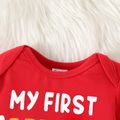 New Year Baby Boy/Girl Letter & Number Print Long-sleeve Jumpsuit Red image 3