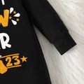 New Year Baby Boy/Girl Letter & Number Print Long-sleeve Jumpsuit Black image 5
