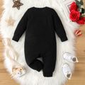 New Year Baby Boy/Girl Letter & Number Print Long-sleeve Jumpsuit Black image 3