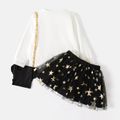 L.O.L. SURPRISE! 3pcs Toddler Girl Character Print Long-sleeve Tee and Star Glitter Design Mesh Skirt and Bag Set White image 2