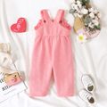 Baby Girl Solid Textured Frill Trim Overalls Pink image 3
