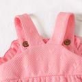 Baby Girl Solid Textured Frill Trim Overalls Pink image 5