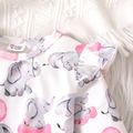 Baby Girl Allover Elephant Print Ruffle Long-sleeve Faux-two Dress PinkyWhite image 3
