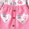 Baby Girl Allover Elephant Print Ruffle Long-sleeve Faux-two Dress PinkyWhite image 5