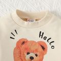 2pcs Baby Boy Bear Print Long-sleeve Sweatshirt and Ripped Jeans Set OffWhite image 3