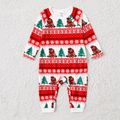 Christmas Family Matching Allover Xmas Tree Print Red Long-sleeve Pajamas Sets (Flame Resistant) ColorBlock