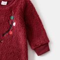 Christmas Deer Embroidered Thermal Fuzzy Long-sleeve Family Matching Sweatshirts Burgundy image 5