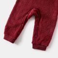 Christmas Deer Embroidered Thermal Fuzzy Long-sleeve Family Matching Sweatshirts Burgundy image 2