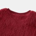 Christmas Deer Embroidered Thermal Fuzzy Long-sleeve Family Matching Sweatshirts Burgundy image 3