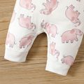 2-Pack Baby Boy/Girl Allover Elephant Print and Solid Long-sleeve Jumpsuits Set Pink image 4