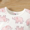 2-Pack Baby Boy/Girl Allover Elephant Print and Solid Long-sleeve Jumpsuits Set Pink image 2