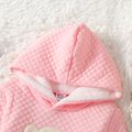 Kid Girl Bear Embroidered Textured Hooded Sweatshirt Dress Pink image 3