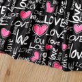 Toddler Girl Valentine's Day Letter Heart Allover Print Long-sleeve Dress Black image 5