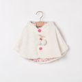 Baby Kitty Embroidery 3D Ear Hooded Fluffy Cloak Coat White image 1