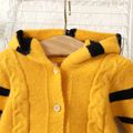Baby Boy/Girl Tiger Design Knitted Long-sleeve Hooded Button Front Jumpsuit Yellow image 4