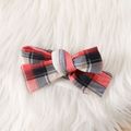 2pcs Baby Girl Plaid Ruffle Trim Button Front Square Neck Long-sleeve Dress with Headband Set Red image 5