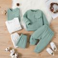 2pcs Baby Boy/Girl Solid Rib Knit Long-sleeve Sweatshirt and Sweatpants Set Green image 2