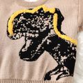 Toddler Boy Playful Dinosaur Pattern Knit Sweater Apricot image 4