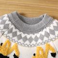 Toddler Boy Playful Vehicle Excavator Pattern Colorblock Sweater Grey image 3