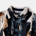 Family Matching Tie Dye Belted Button Shirt Dresses and Long-sleeve Tops Sets Bluish Grey image 4