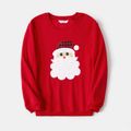 Christmas Santa Claus Embroidered Thickened Polar Fleece Long-sleeve Family Matching Sweatshirts Red image 2