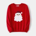 Christmas Santa Claus Embroidered Thickened Polar Fleece Long-sleeve Family Matching Sweatshirts Red image 3