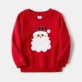 Christmas Santa Claus Embroidered Thickened Polar Fleece Long-sleeve Family Matching Sweatshirts Red image 4