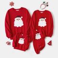 Christmas Santa Claus Embroidered Thickened Polar Fleece Long-sleeve Family Matching Sweatshirts Red image 1