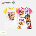 PAW Patrol Toddler Girl Letter Print Colorblock Short-sleeve Cotton Dress PinkyWhite image 2
