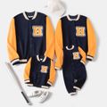 Family Matching Letter Embroidered Colorblock Long-sleeve Bomber Jackets ColorBlock image 1