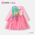 Barbie Toddler Girl Mesh Splice Long-sleeve Dress Pink image 2