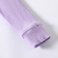 2pcs Kid Girl Plaid Cotton Slip Dress and Turtleneck Ribbed Crop Tee Set Purple image 4