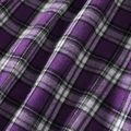 2pcs Kid Girl Plaid Cotton Slip Dress and Turtleneck Ribbed Crop Tee Set Purple image 5