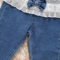 Baby Girl Bow Front Lace Spliced Jeans Blue image 4
