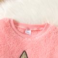 2pcs Kid Girl Star Pattern Sequined Fleece Pink Sweatshirt and Colorblock Pants Set Pink image 4