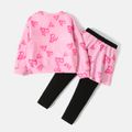 Barbie 2pcs Toddler Girl Allover Print Sweatshirt and Skirt Leggings Set Pink image 2