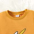 2pcs Kid Girl Unicorn Embroidered Pullover Sweatshirt and Colorblock Pants Set Ginger image 2