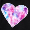 2pcs Kid Girl Heart Embroidered Black Pullover Sweatshirt and Tie Dyed Leggings Set Black image 3