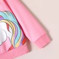 Kid Girl Unicorn Print Fleece Lined Pink Pullover Sweatshirt Pink (fabric upgraded)