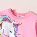 Kid Girl Unicorn Print Fleece Lined Pink Pullover Sweatshirt Pink (fabric upgraded) image 5
