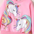 Kid Girl Unicorn Print Fleece Lined Pink Pullover Sweatshirt Pink (fabric upgraded) image 3