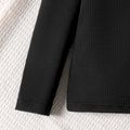 2pcs Kid Girl Turtleneck Black Tee and Camouflage Print Waist Bag Design Pants Set Black image 5