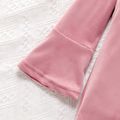 Kid Girl 3D Bowknot Design Mock Neck Solid Color Long-sleeve Dress Pink image 5