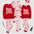 Christmas Family Matching Long-sleeve Letter Print Red Pajamas Sets (Flame Resistant) Red-2 image 4