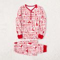 Christmas Family Matching Allover Print Red Long-sleeve Pajamas Sets (Flame Resistant) REDWHITE image 4